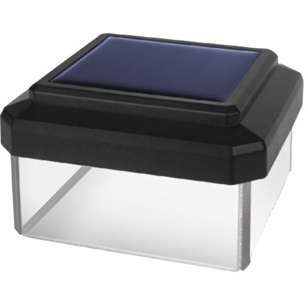LED Solar Abdeckkappe für Zaunsteher Zaunpfosten. Solarzelle auf schwarzer Abdeckung.